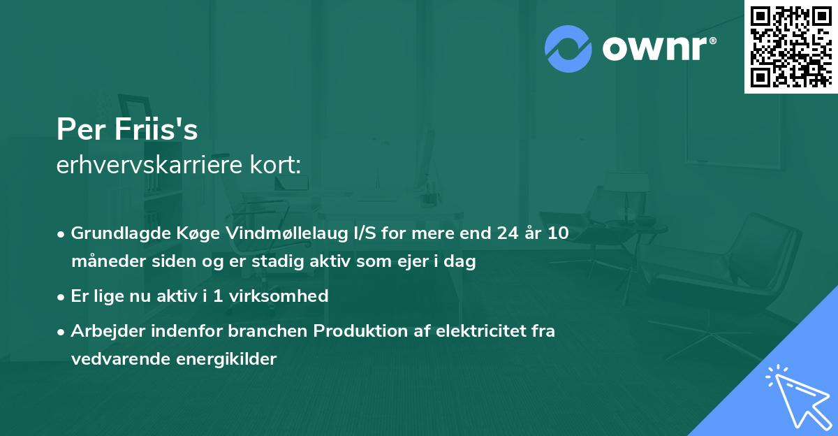 Per Friis's erhvervskarriere kort