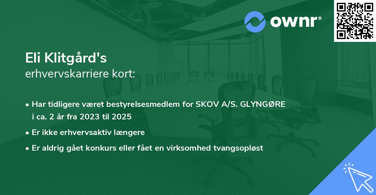 Eli Klitgård's erhvervskarriere kort