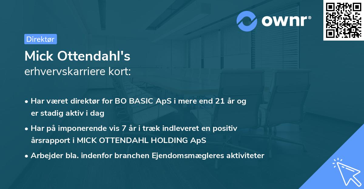 Mick Ottendahl's erhvervskarriere kort