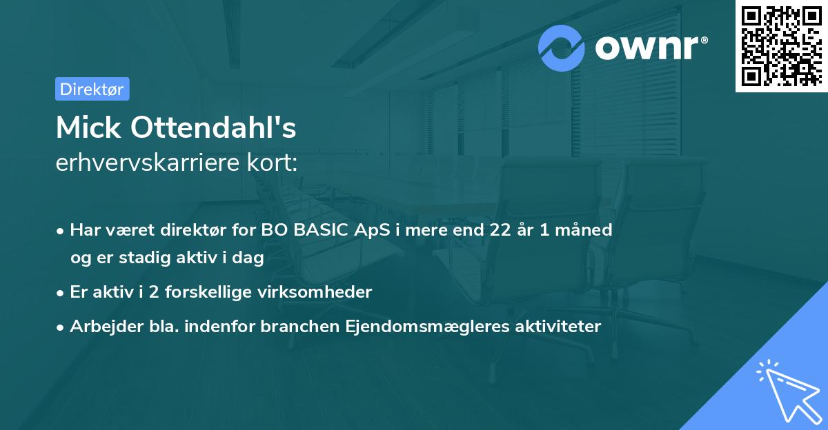 Mick Ottendahl's erhvervskarriere kort