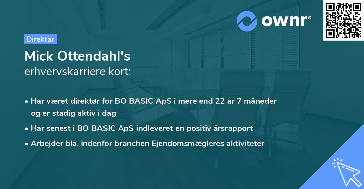 Mick Ottendahl's erhvervskarriere kort