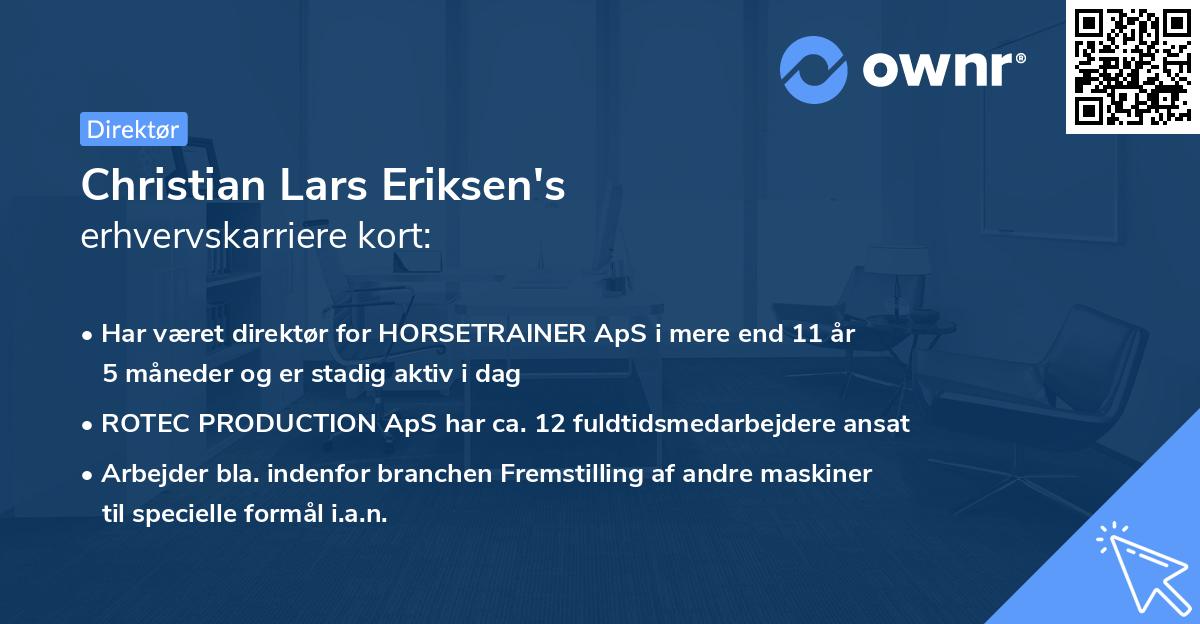 Christian Lars Eriksen's erhvervskarriere kort