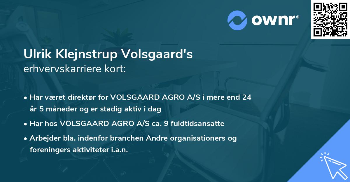 Ulrik Klejnstrup Volsgaard's erhvervskarriere kort