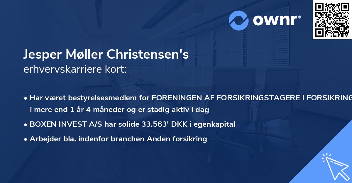 Jesper Møller Christensen's erhvervskarriere kort