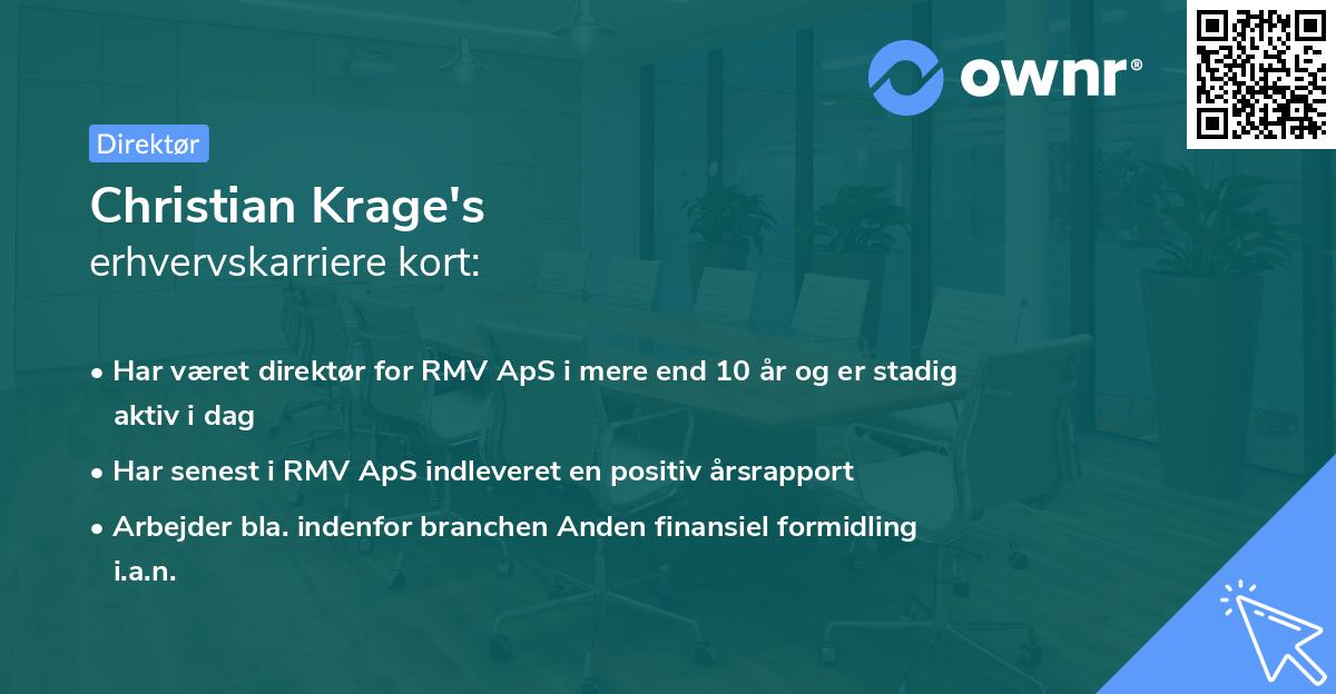 Christian Krage's erhvervskarriere kort