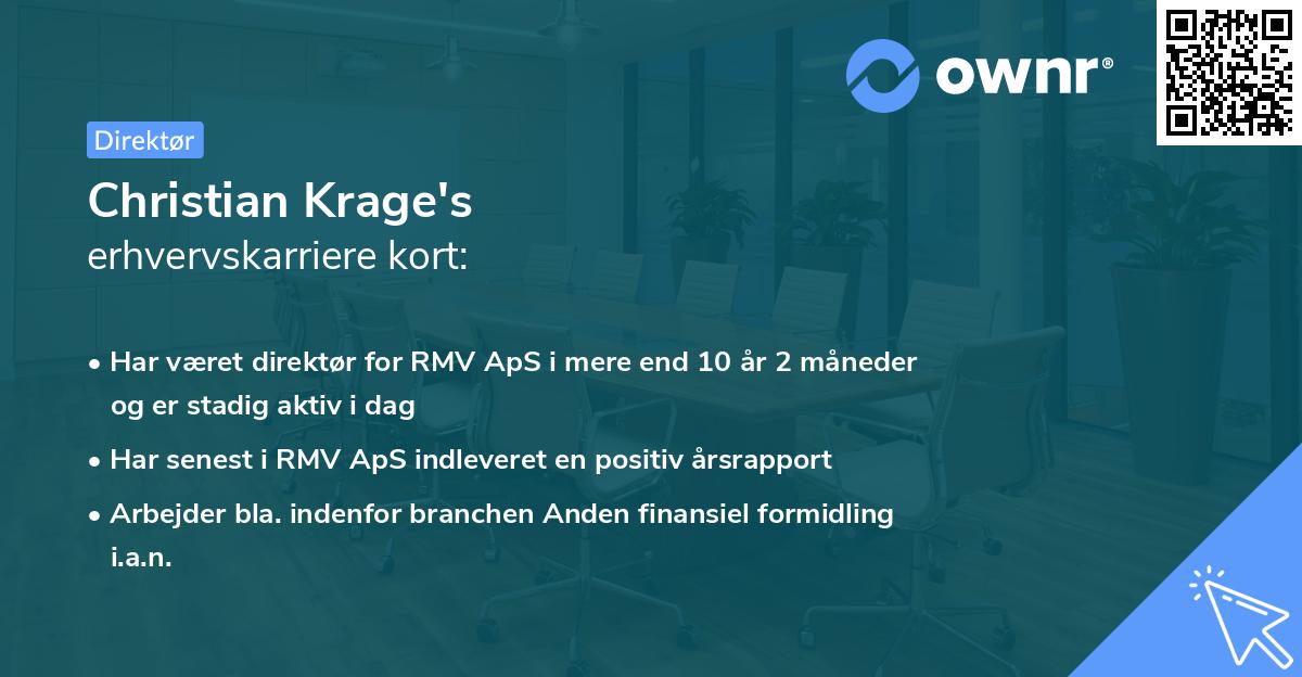 Christian Krage's erhvervskarriere kort