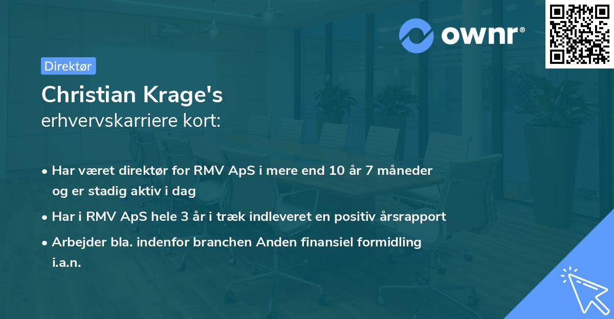 Christian Krage's erhvervskarriere kort