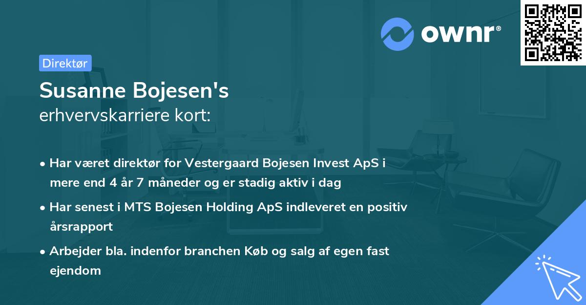 Susanne Bojesen's erhvervskarriere kort