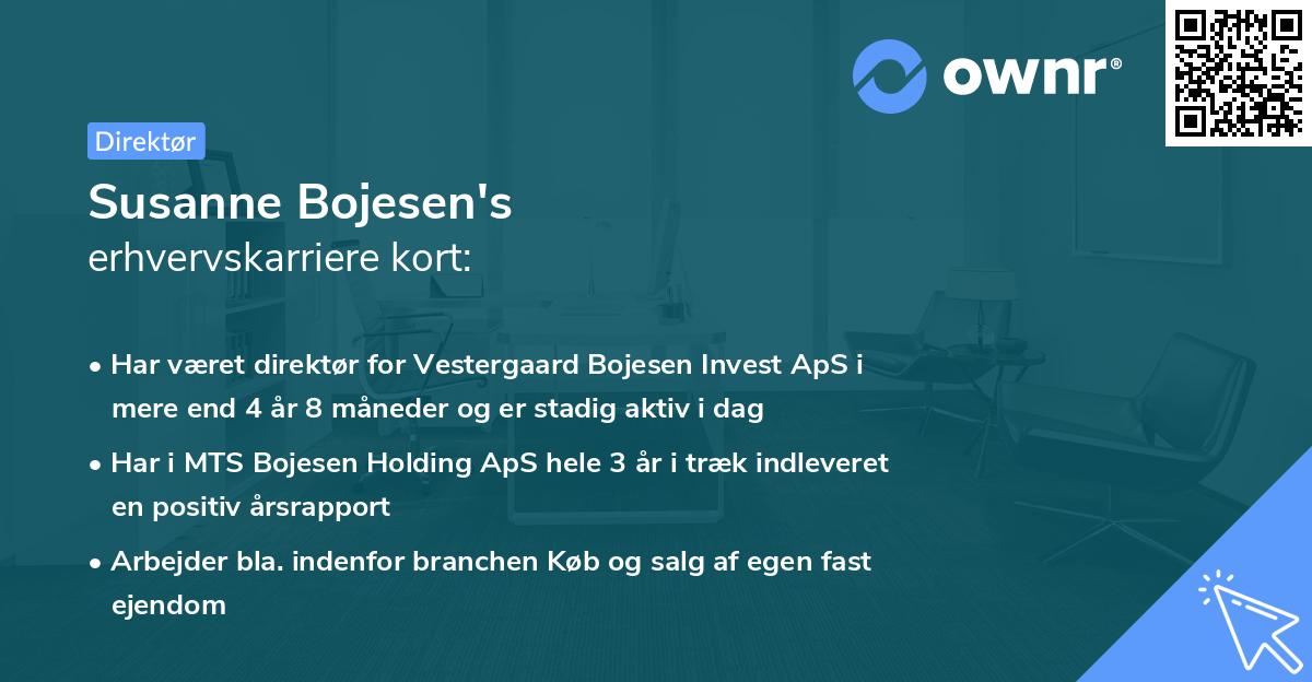 Susanne Bojesen's erhvervskarriere kort
