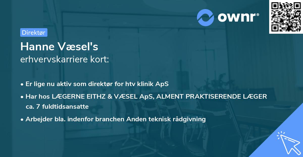 Hanne Væsel's erhvervskarriere kort