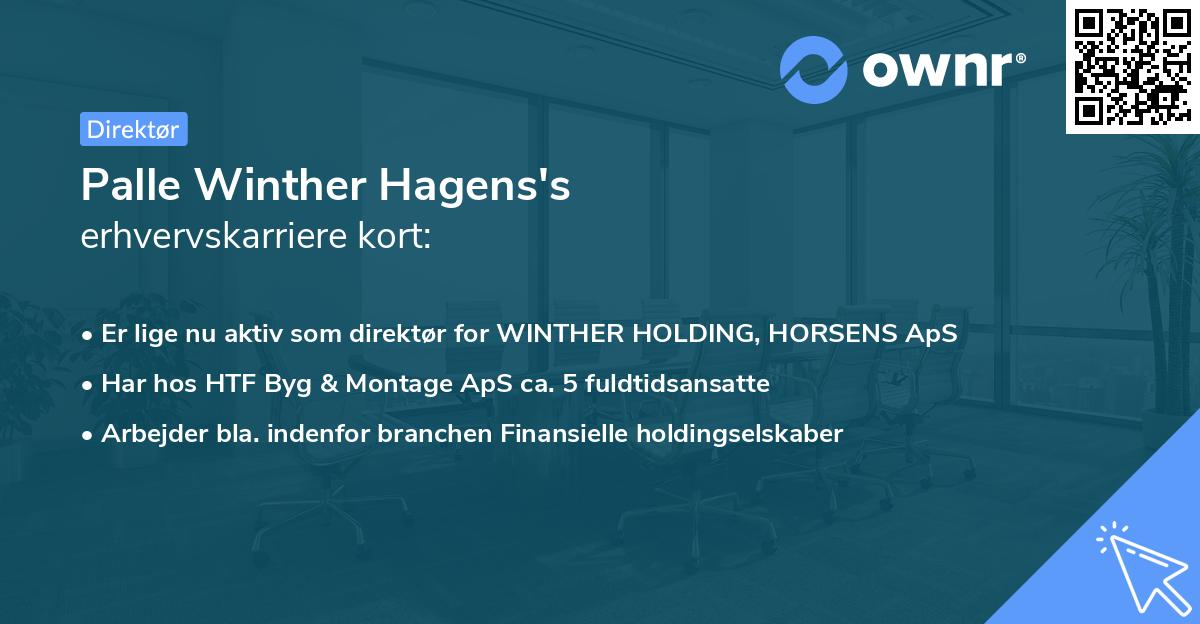Palle Winther Hagens's erhvervskarriere kort