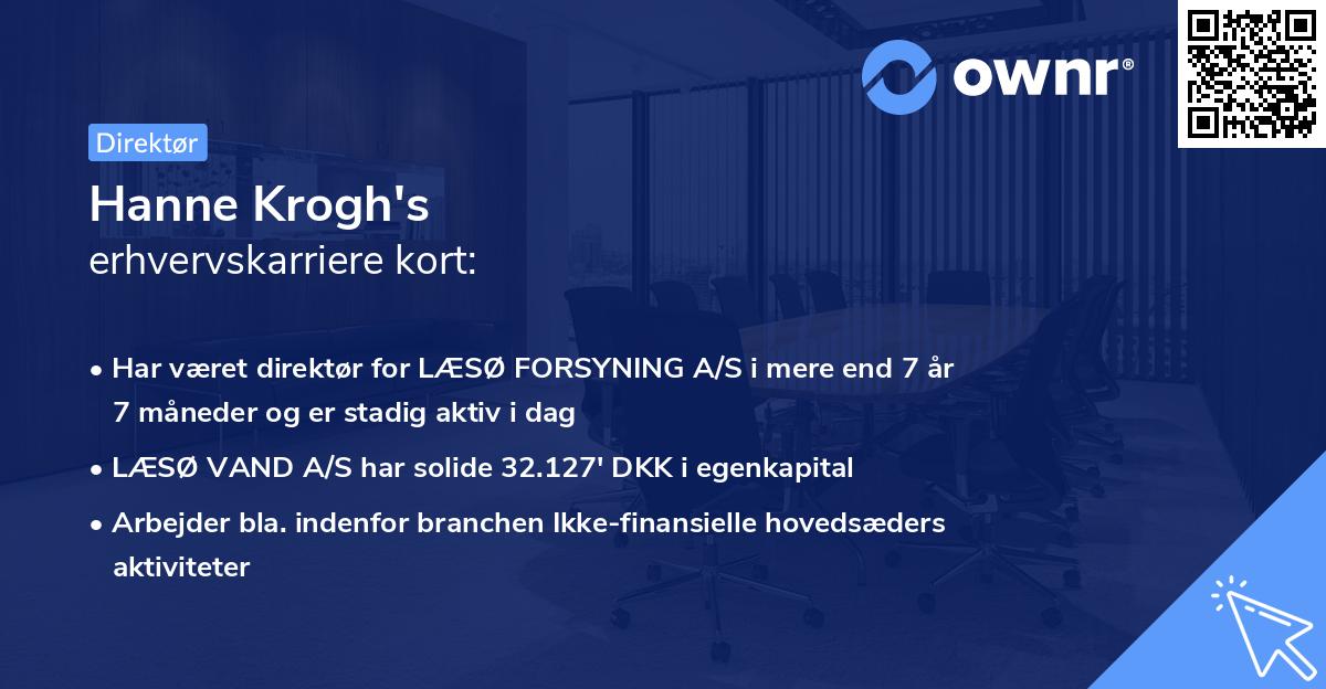 Hanne Krogh's erhvervskarriere kort