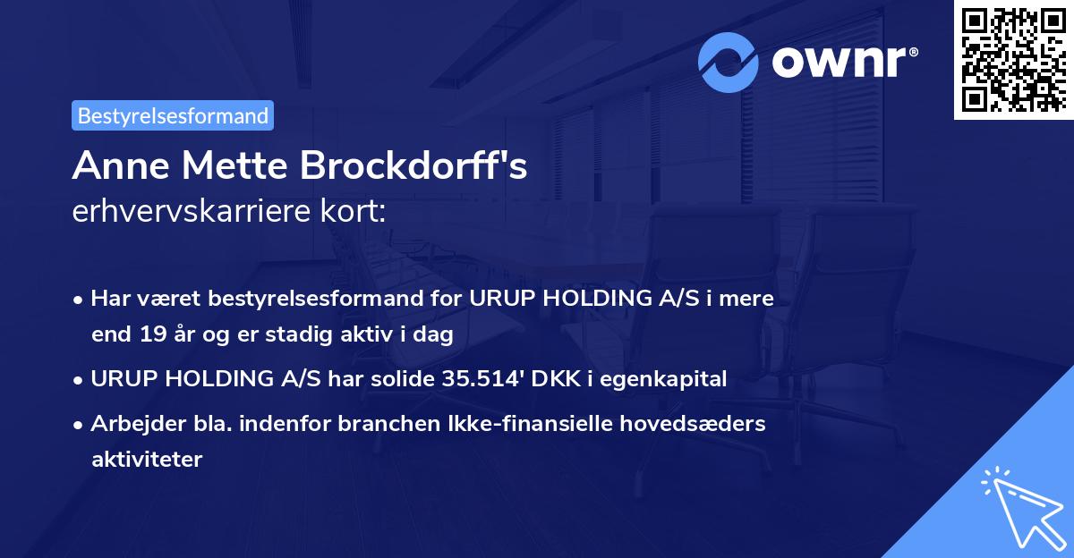 Anne Mette Brockdorff's erhvervskarriere kort