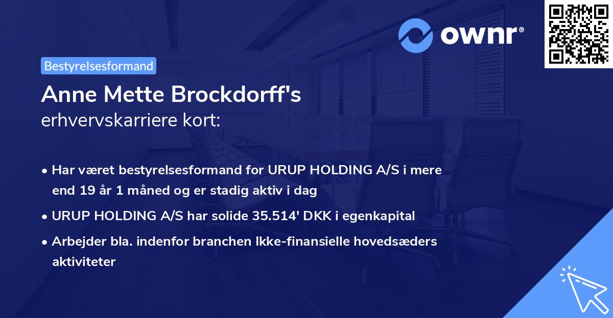 Anne Mette Brockdorff's erhvervskarriere kort
