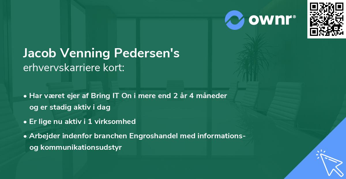 Jacob Venning Pedersen's erhvervskarriere kort