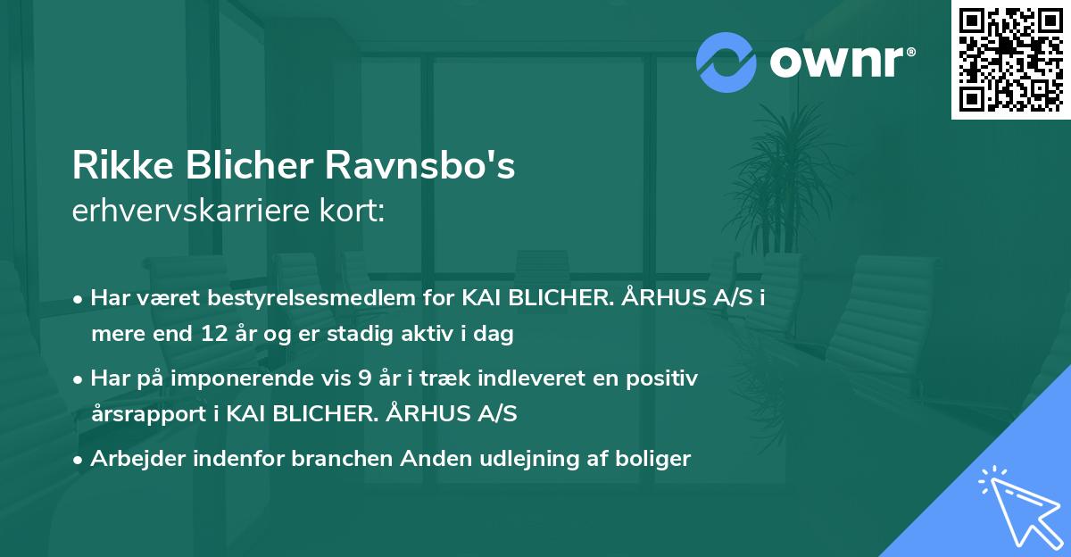 Rikke Blicher Ravnsbo's erhvervskarriere kort