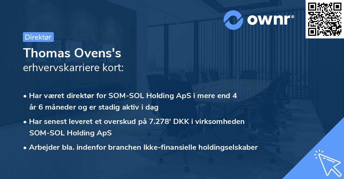 Thomas Ovens's erhvervskarriere kort