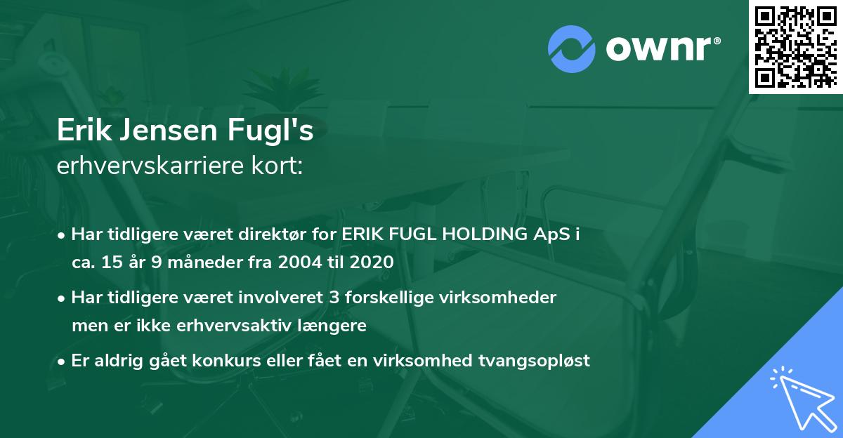 Erik Jensen Fugl's erhvervskarriere kort
