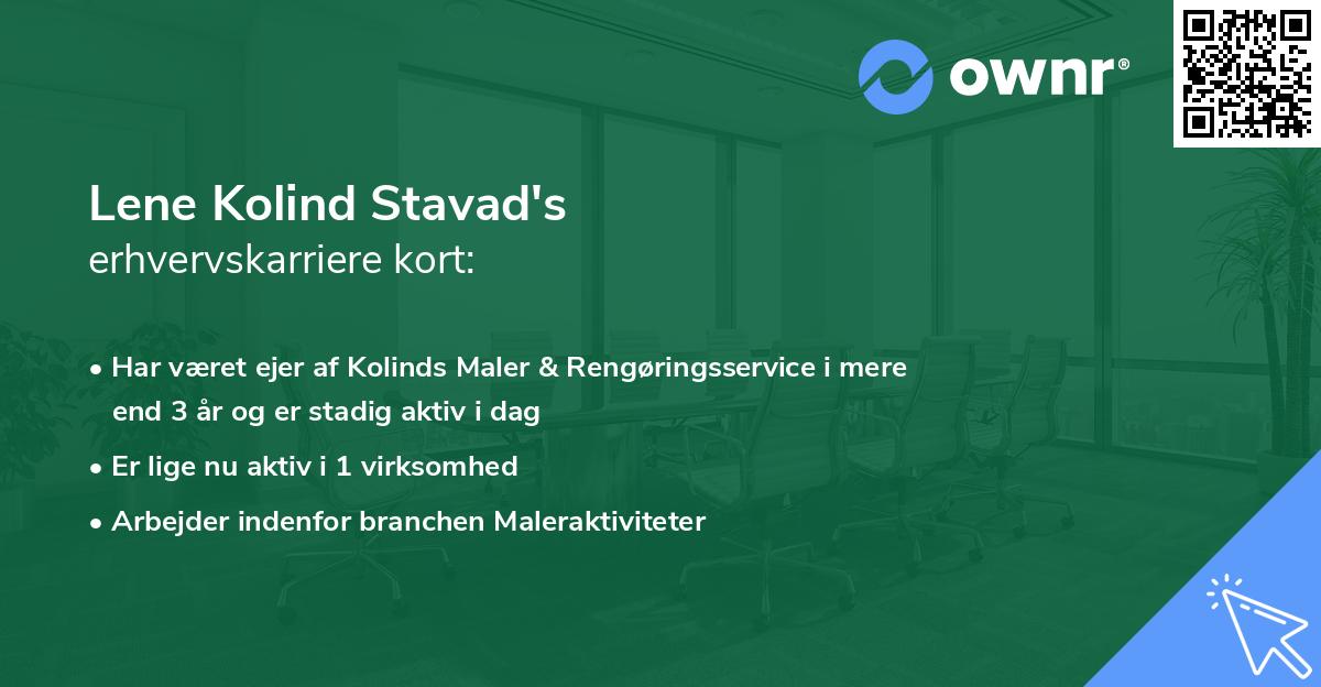 Lene Kolind Stavad's erhvervskarriere kort