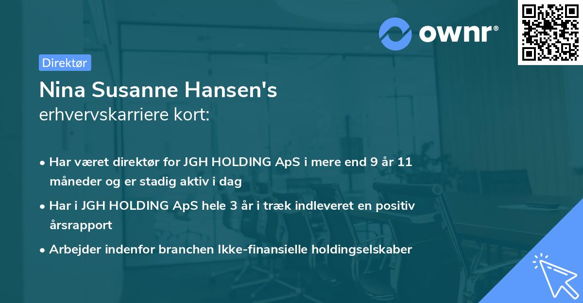 Nina Susanne Hansen's erhvervskarriere kort