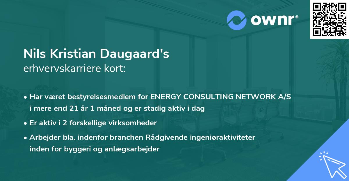 Nils Kristian Daugaard's erhvervskarriere kort