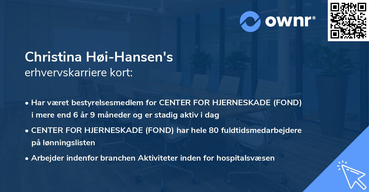 Christina Høi-Hansen's erhvervskarriere kort