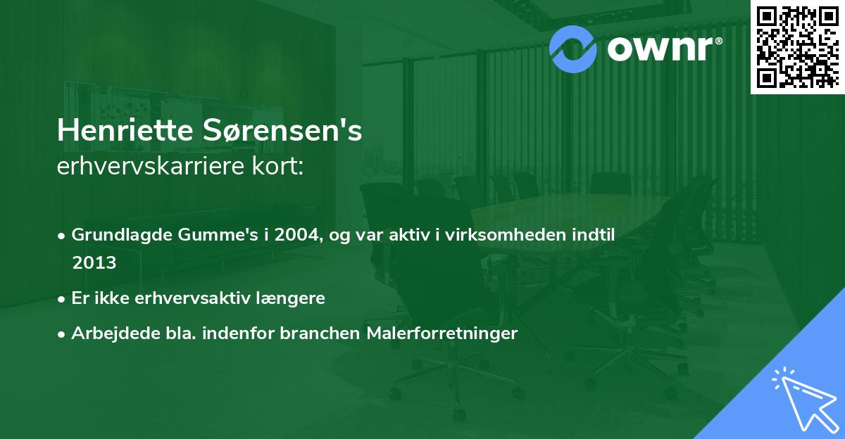 Henriette Sørensen's erhvervskarriere kort