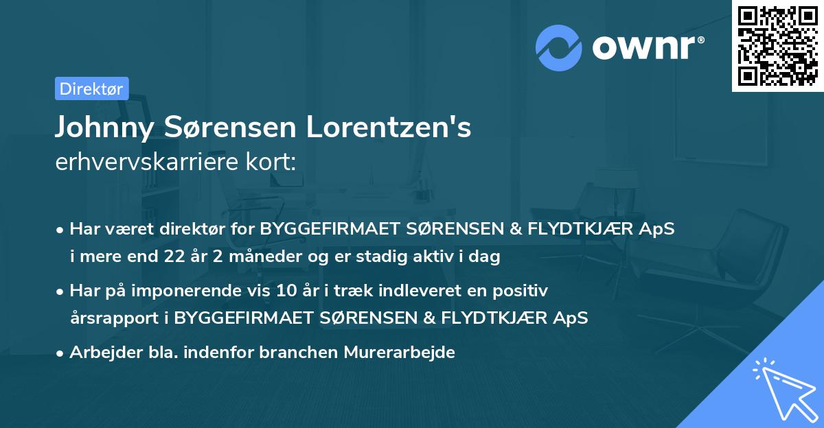 Johnny Sørensen Lorentzen's erhvervskarriere kort