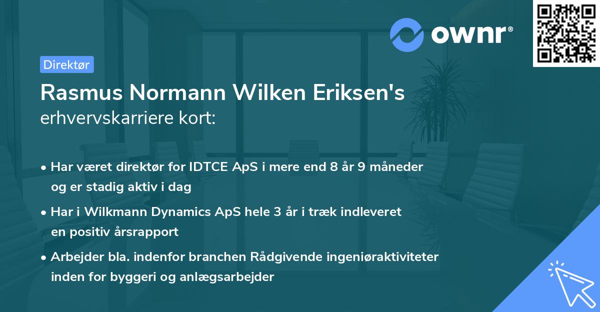 Rasmus Normann Wilken Eriksen's erhvervskarriere kort