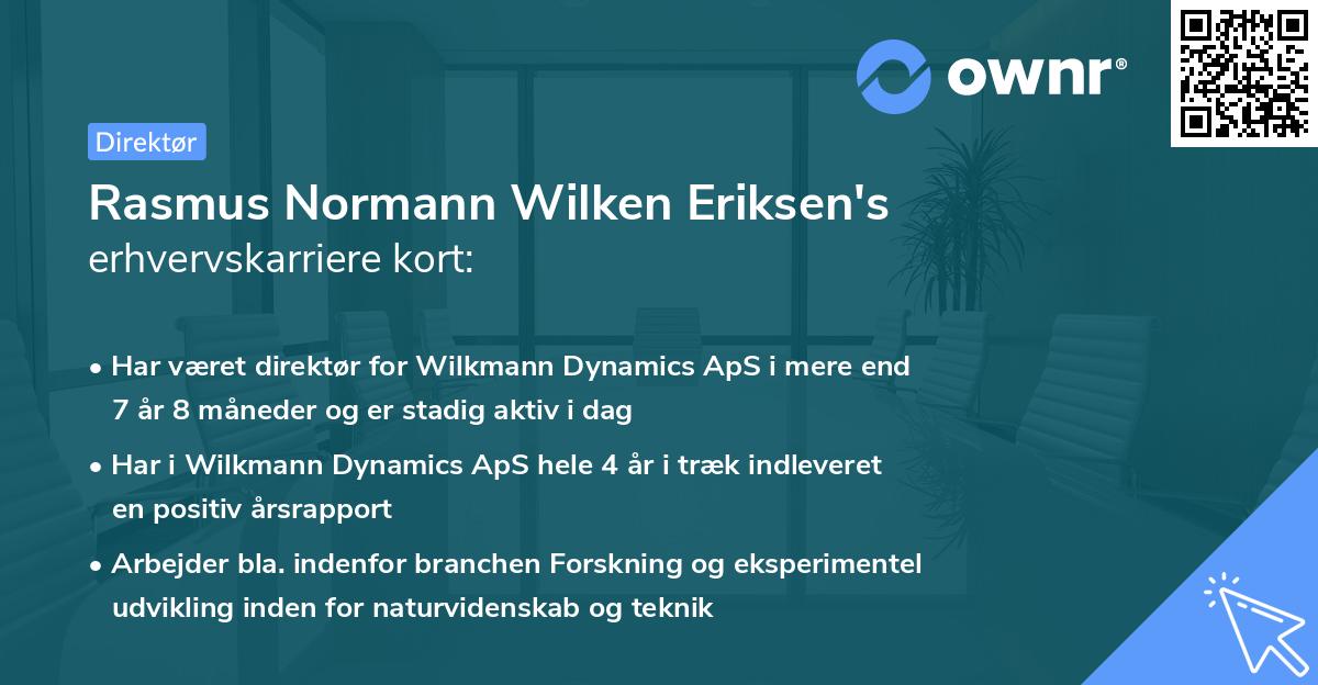 Rasmus Normann Wilken Eriksen's erhvervskarriere kort