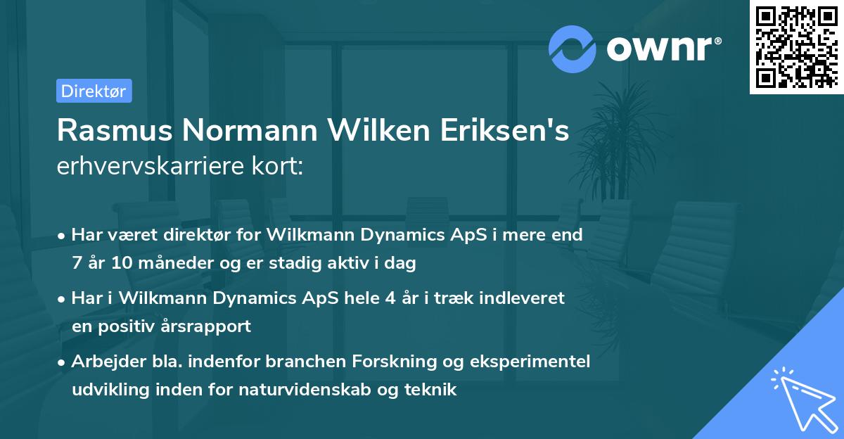 Rasmus Normann Wilken Eriksen's erhvervskarriere kort
