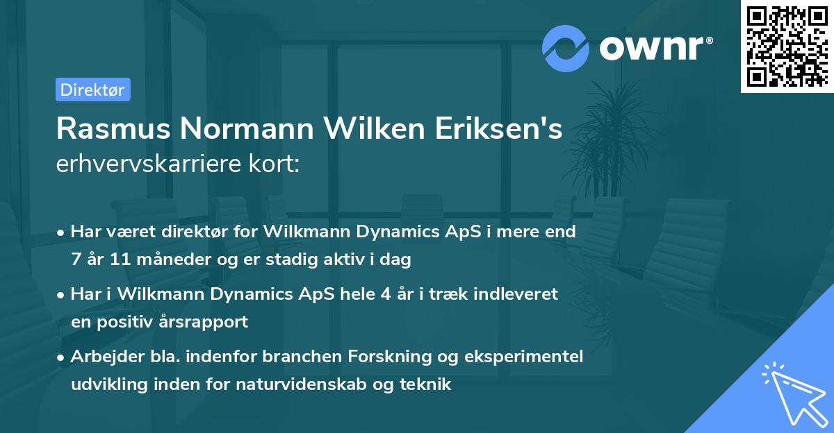 Rasmus Normann Wilken Eriksen's erhvervskarriere kort