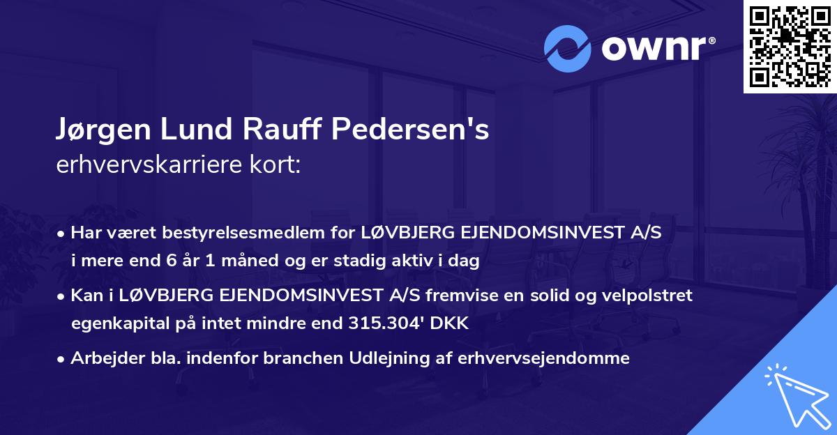 Jørgen Lund Rauff Pedersen's erhvervskarriere kort