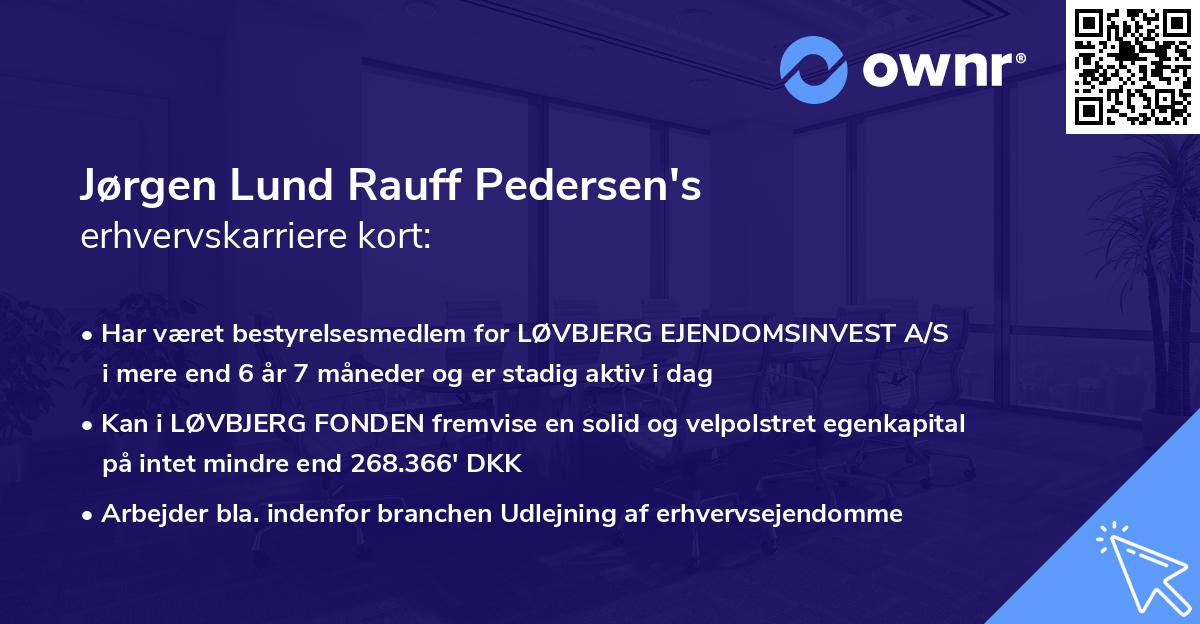 Jørgen Lund Rauff Pedersen's erhvervskarriere kort