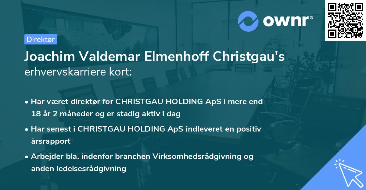 Joachim Valdemar Elmenhoff Christgau's erhvervskarriere kort
