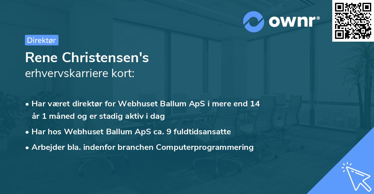 Rene Christensen's erhvervskarriere kort