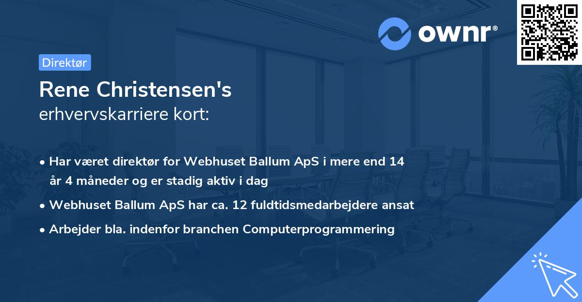 Rene Christensen's erhvervskarriere kort