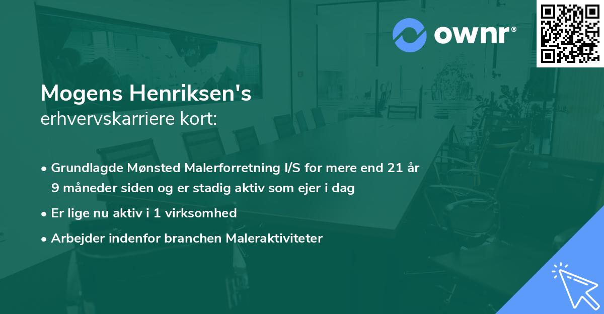 Mogens Henriksen's erhvervskarriere kort