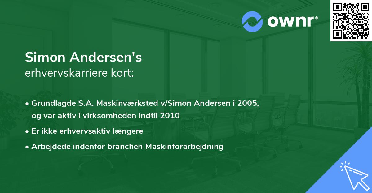 Simon Andersen's erhvervskarriere kort