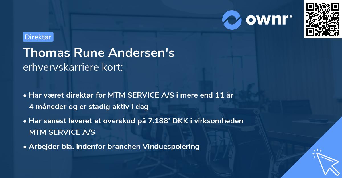 Thomas Rune Andersen's erhvervskarriere kort