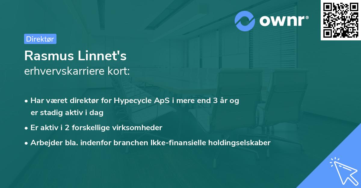 Rasmus Linnet's erhvervskarriere kort