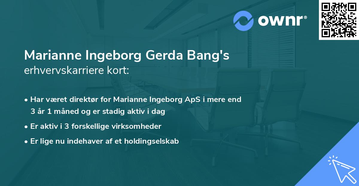 Marianne Ingeborg Gerda Bang's erhvervskarriere kort