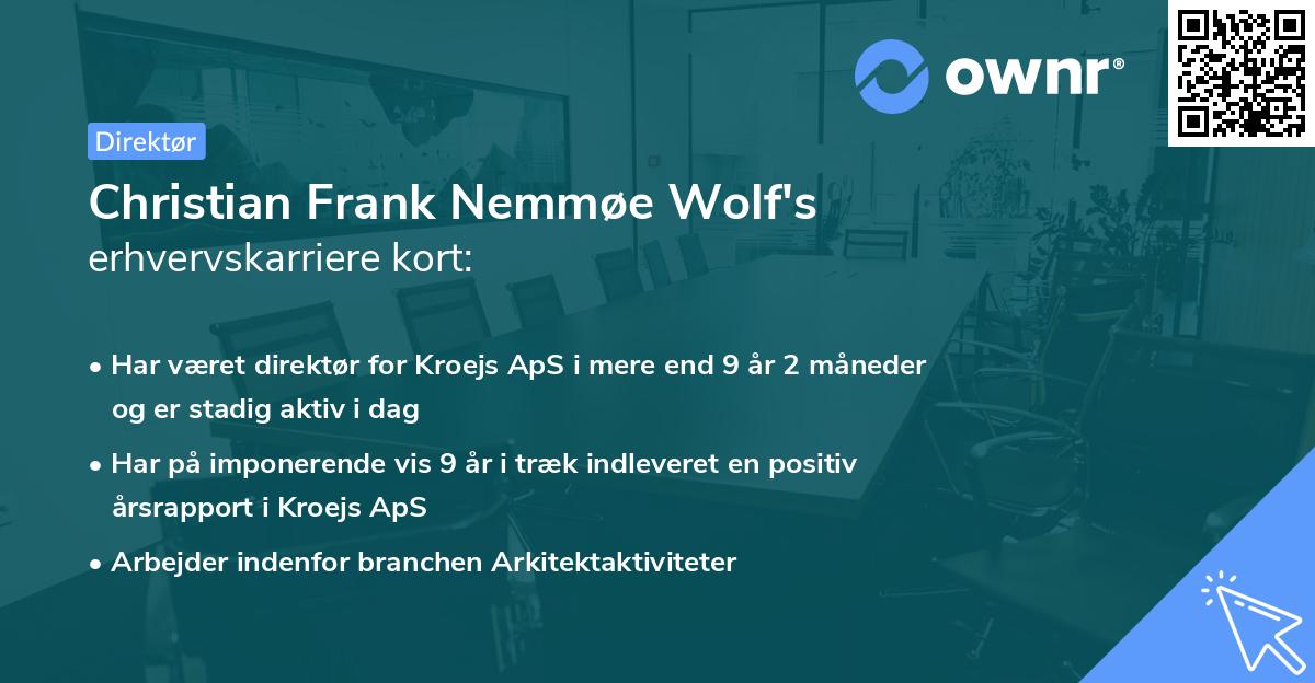Christian Frank Nemmøe Wolf's erhvervskarriere kort