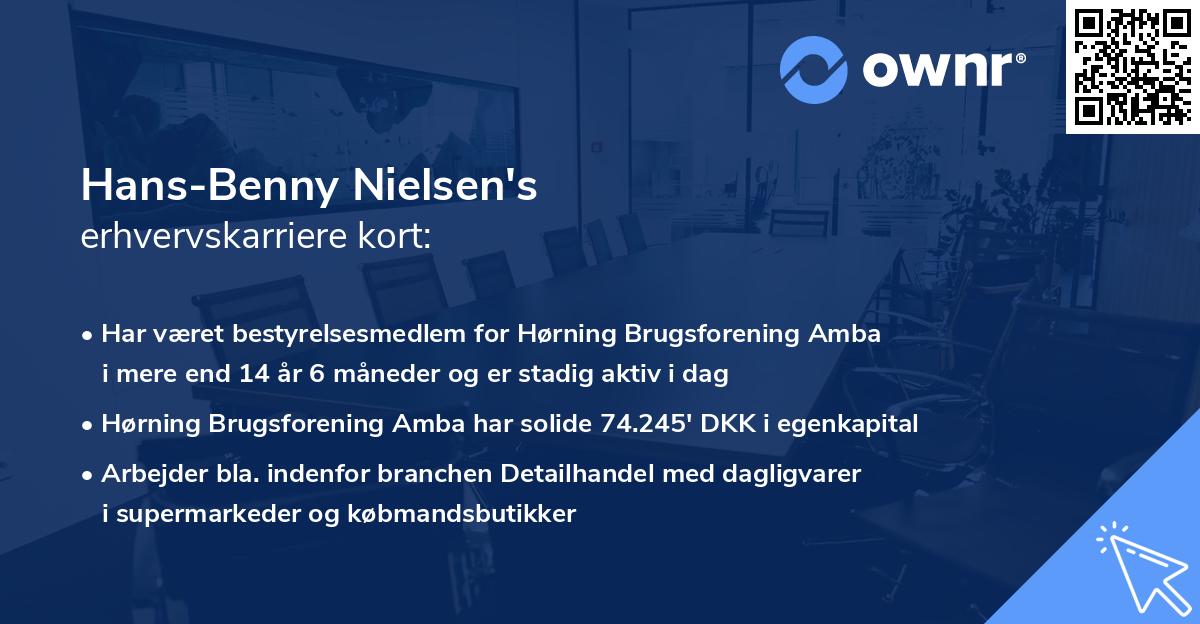 Hans-Benny Nielsen's erhvervskarriere kort