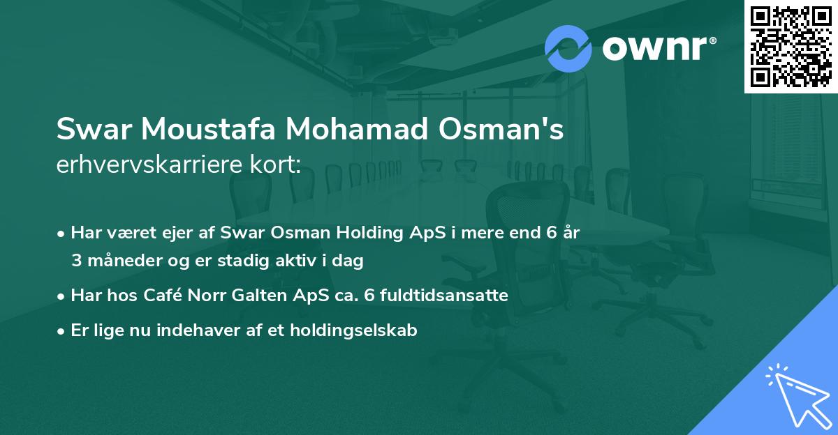 Swar Moustafa Mohamad Osman's erhvervskarriere kort