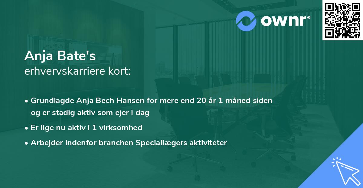 Anja Bate's erhvervskarriere kort