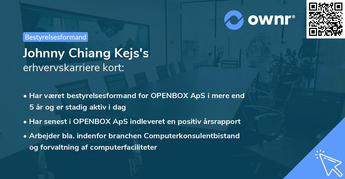 Johnny Chiang Kejs's erhvervskarriere kort