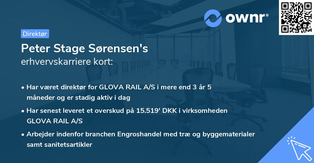 Peter Stage Sørensen's erhvervskarriere kort