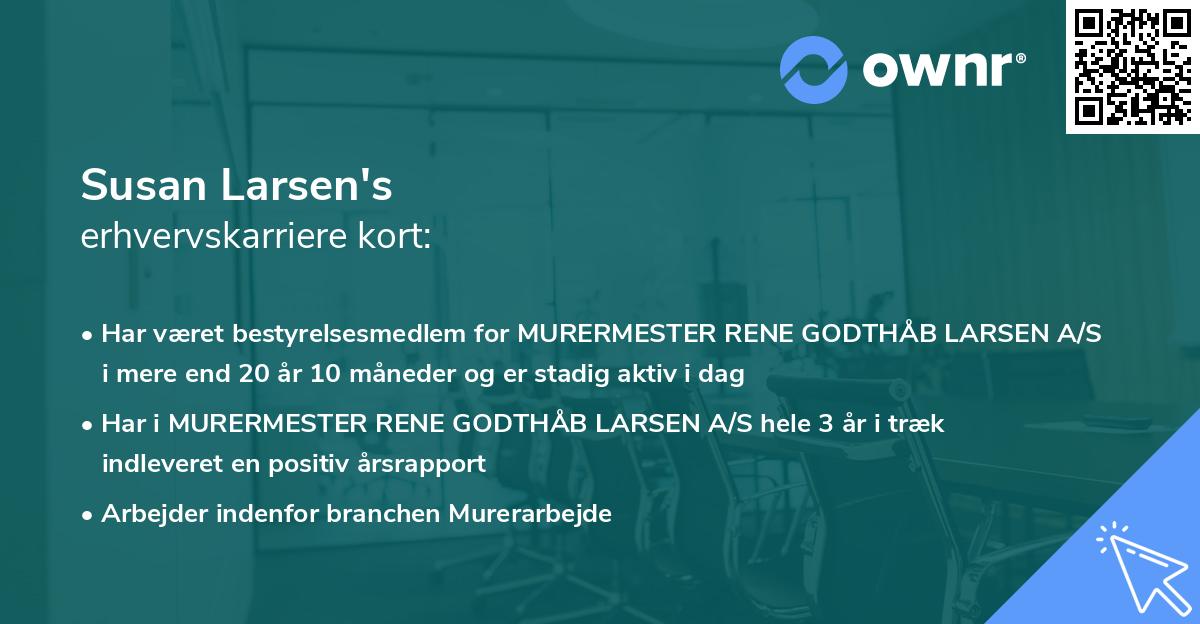 Susan Larsen's erhvervskarriere kort