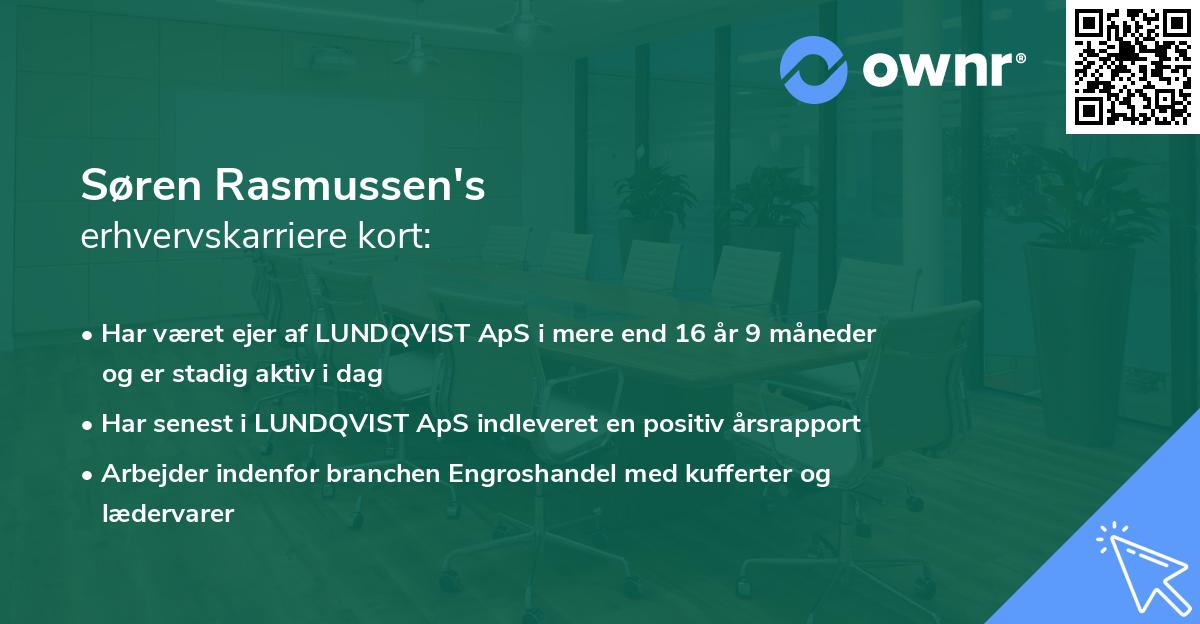 Søren Rasmussen's erhvervskarriere kort